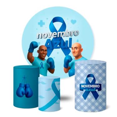 Imagem de Trio Capas Cilindro + Painel Redondo Festa 1,50m Novembro Azul (K1NOV0015)