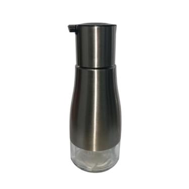 Imagem de Porta Temperos Premium em Vidro e Aço I, 320ml, Dosador Retrátil, Base Transparente, 8,5 x 6,7 cm, Acabamento Escovado, para Cozinha