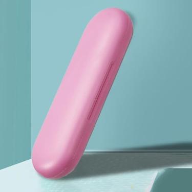Imagem de Estojos organizadores de escova de dentes portátil, organizador de banheiro que economiza espaço, rosa