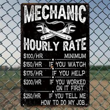 Imagem de Placa mecânica de taxa horária com chaves inglesas arte de parede de alumínio rústico e placa de metal - 20 x 30 cm vintage decoração interna e externa para casa, escritório, café, quintal e fazenda