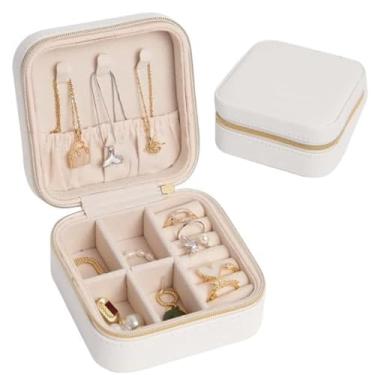 Imagem de KIT 2 Porta Joia De Bolsa Para Viagem Portátil/caixa de armazenamento/bolsa/anel/colar (BRANCO)