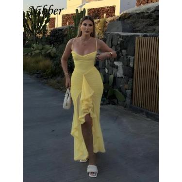 Imagem de Vestido Longo Bodycon Transparente Com Decote Em Renda E Franjas Sem M