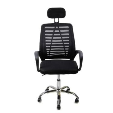 Imagem de Cadeira De Escritório Diretor Secretária Executiva Office Giratória Base Cromada Tela Mesh Preta Ergonômica(Preto 2004)