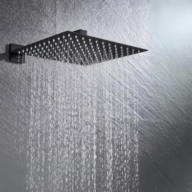 Imagem de SOFTINOX Ducha Quadrada Articulada 30x30cm com Braço 40cm – Aço Inox 304, Preto Fosco, Design Slim, Ideal para Banheiro, Piscina e Áreas Externas