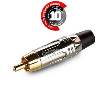 Imagem de Kit com 10 Conector RCA Linha Gold - Prata - Cirilo Cabos