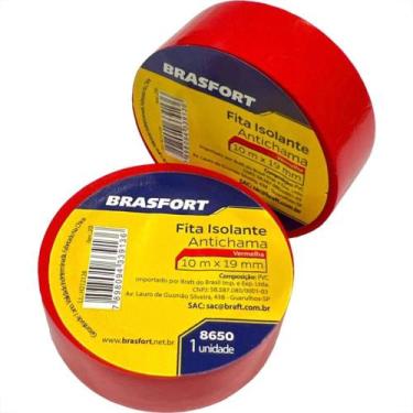 Imagem de Fita Isolante Brasfort 10M Vermelha - 8650 - Kit C/10 Pecas - BRASFORT