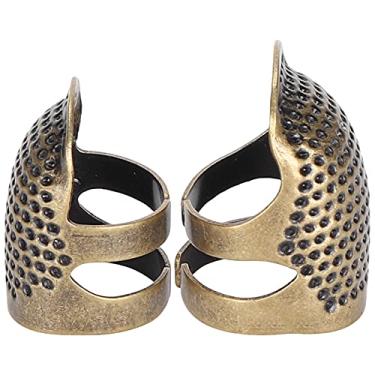 Imagem de 2 peças de protetor de dedo de metal para dedais, anel de dedo de metal ajustável, acessórios de artesanato e ferramentas de bricolage para trabalho manual e roupas do dia a dia