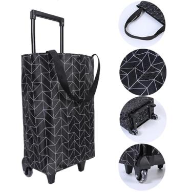 Imagem de Carrinho de compras pequeno dobrável, carrinho de compras com rodas, bolsa portátil dobrável, bolsa de rodinhas impermeável, bolsa de transporte para subir escadas para viagens, presente para mulheres