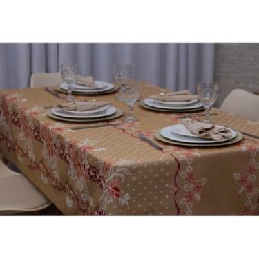 Imagem de Toalha de Mesa Linhão Premium Decorativa 4 e 6 Lugares – Estilo Rústico e Elegante para Sala de Jantar e Cozinha (Caminho Flores Rosa,1,40 x 1.40 Mesa 4 Lugares)