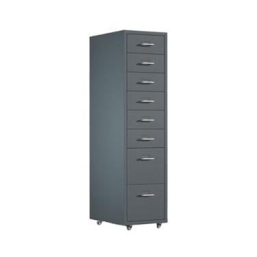 Imagem de Armário de Arquivos 8 camadas de armário arquivo metal grande capacidade multifuncional organizador dados gaveta armazenamento escritório(Gray)