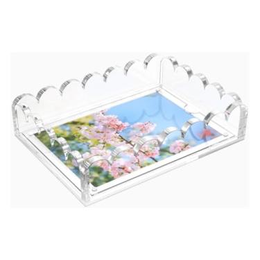 Imagem de Bandejas de acrílico para exibição, bandeja de acrílico com inserção, bandeja de exibição de fotos personalizável para decoração de casa, escritório, organizador de mesa, moldura de guardanapo