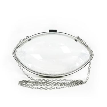 Imagem de DiafebWanghh Bolsa de futebol transparente em forma de futebol bolsa tiracolo bolsa de mão de acrílico, Prata