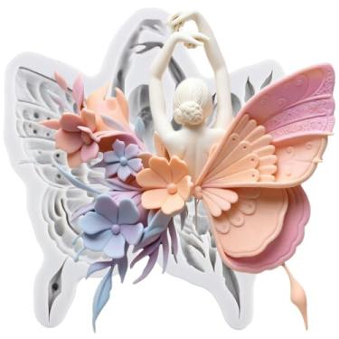 Imagem de MYPRACS Moldes de silicone para fondant de fada de flores para decoração de bolos de açúcar, topo de cupcake, pasta de goma, argila de polímero