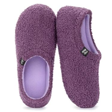 Imagem de RockDove Pantufa feminina Teddy Fleece fechada nas costas, Violeta, 11-12