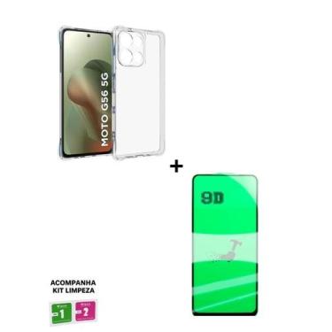 Imagem de Kit Película 9D Cerâmica Flexível + Capa Anti Choque Para Moto G56 5G 