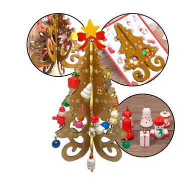 Imagem de Mini Árvore de Natal em Madeira Enfeite de Mesa Natalino Decoração De 
