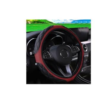 Imagem de Couslcd Capa de volante de couro de carro de 38 cm, acessórios automotivos, elástico, respirável, antiderrapante, protetor de roda macio para homens e mulheres, adequado para SUVs, caminhões, veículos
