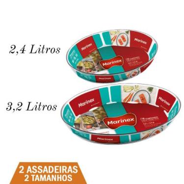 Imagem de 2 Assadeiras de vidro Oval Marinex 2 tamanhos 2,4 + 3,2 - NADIR FIGUER