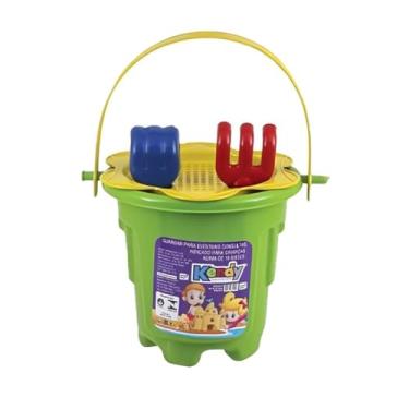 Imagem de Balde de praia de plástico, Brinquedo de areia, Brinquedo de verão, Brinquedo para o ao ar livre, Brincadeira na areia, Design colorido, Diversão na praia (Verde)
