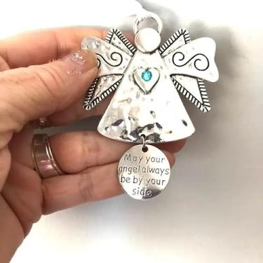 Imagem de Good Neighbors are Like Stars, Love for Friend/Family/Neighbors, etiquetas de metal para pendurar estrelas de Natal com inscrição de bênção (Angel Always Be By Your Side)