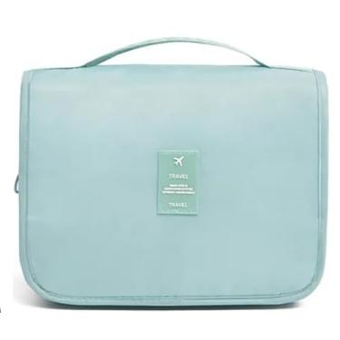 Imagem de Nécessaire Organizadora de Viagem Impermeável em Nylon – Com Gancho, Compartimentos e Grande Espaço Interno| Azul Piscina