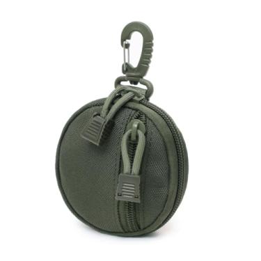 Imagem de Bolsa leve com zíper para moedas com gancho removível, mini bolsa de troca para caminhadas e atividades ao ar livre, Verde militar