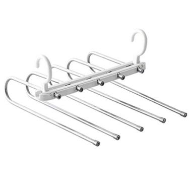 Imagem de Cabide dobrável para calças, cabides para economizar espaço no armário, organizador de roupas, cabide para calças de 5 camadas para cachecóis, jeans, calças, saias