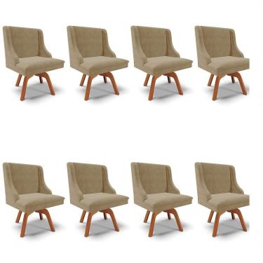 Imagem de Kit 8 Cadeiras Estofadas Giratória Para Sala De Jantar Lia Suede Marrom Rt - Ibiza