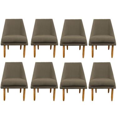Imagem de Kit 08 Cadeiras Para Sala De Jantar Ana Pés Palito Suede Marrom Rato D'classe Decor