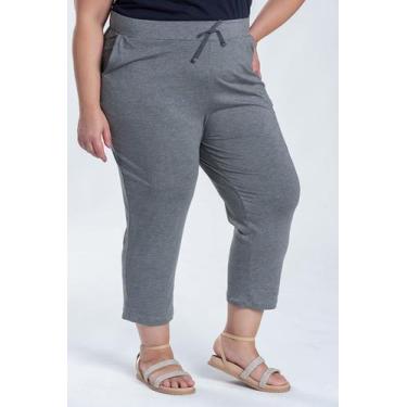 Imagem de Calça Capri Feminina Plus Size Malha Viscose Com Elástico E Cordão - S