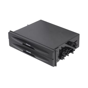 Imagem de Carro Auto Dupla Camada Rádio Bolso Bebida Copo Titular Caixa de Armazenamento Preto um Din 1 Instalar Tamanho Fixadores Moedas Bilhete Remoto Cartões de Crédito