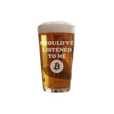 Imagem de HumblePleb Copo de cerveja resistente com tema Bitcoin, copo de vidro resistente de 473 ml para cerveja, refrigerante, água – 9,7 cm de diâmetro, copo de vidro resistente com design Bitcoin (deveria