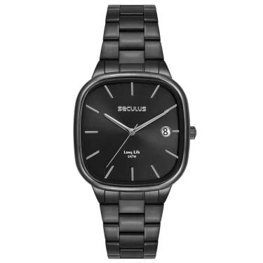 Imagem de Relógio Seculus Masculino Ref: 77335gpsvpa3 Retangular Black