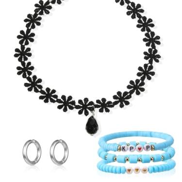 Imagem de Misdary Conjunto de 3 peças de brincos de pulseira Kpop anime merch cosplay joias acessórios de fantasia para fãs de BFF presentes, mutisize, acrílico, liga metálica, Sem Pedra Preciosa