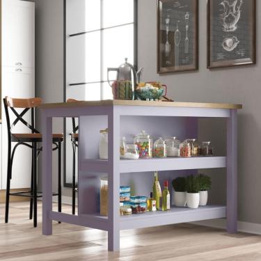 Imagem de Bancada Gourmet Ilha Cozinha C Ilumina Ditália 2prat Cinza