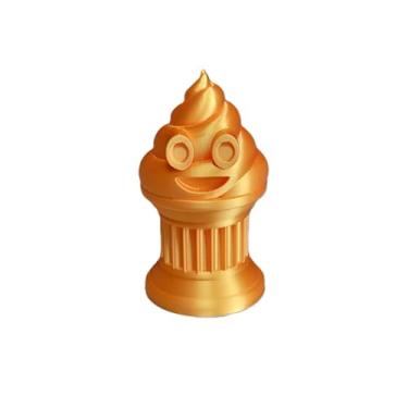 Imagem de Znet3D Troféu Jr. Poop Emoji â€“ Prêmio ou â€“ Feito à mão com fabricação aditiva â€“ 10 cm de altura â€“ com um emoji sólido de cocô em uma coluna (ouro seda)
