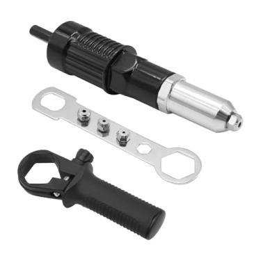 Imagem de DUSCOKE Kit adaptador de pistola de rebite pop, acessório de broca de rebite com 4 cabeças de rebites 2,4 mm/3,2 mm/4,0 mm/4,8 mm, ferramenta de porca de inserção de rebitador elétrico sem fio, kit