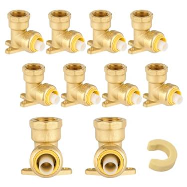 Imagem de Pacote com 10 cotoveleiras Niikappu Push Fit, 3/10.2 cm x 1/2 polegada fêmea NPT encaixes de pressão de latão para tubos PEX, cobre, CPVC, PE-RT, com clipe de desconexão