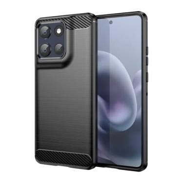 Imagem de Vavies Capa para Moto G86 5G / Moto G100 Pro Capa de fibra de carbono Slim Soft TPU Capa protetora à prova de choque à prova de choque para Motorola Moto G86 5G preta