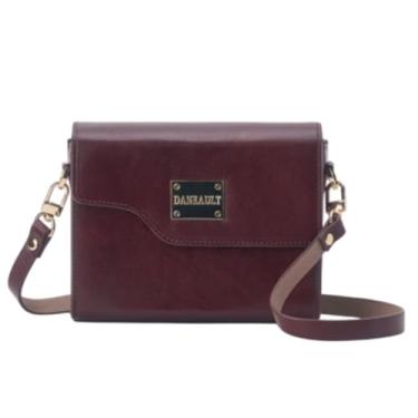 Imagem de DANEAULT Bolsa de couro reversível pequena - The Robbie - Bolsa de couro de duas cores 2 em 1 - Bolsa tiracolo feminina e bolsa de ombro, Marrom e cinza-acastanhado, Bolsa pequena reversível