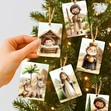 Imagem de Kit Natal Decoração Enfeite - Feito em Madeira - Modelo Presépio Vintage - Natalino (Kit 16 peças)