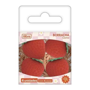 Imagem de Borracha Morango Com Aroma 4Und Tilibra