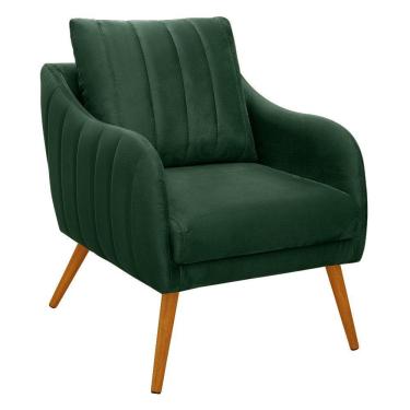 Imagem de Poltrona Salem Veludo Verde Militar Pés Palito Castanho