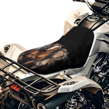 Imagem de HUISEFOR Capa de assento de quadriciclo com estampa de cavalo, capa de almofada extensível para quadriciclo para esportes motorizados, capas de almofada resistentes para assentos de 4 rodas para