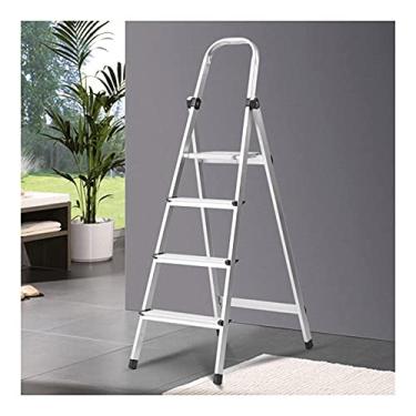 Imagem de Escadas dobráveis escadas de 4 degraus escada de metal de ferro banco ergonômico dobrável com aderência conveniente e pedal antiderrapante largo para casa escada resistente (cor: 2 peças) (1 peça)