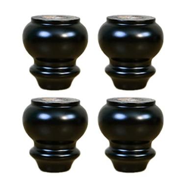 Imagem de 4 peças de cabaça redonda de madeira pernas de mesa pernas de móveis pés de armário pernas de suporte para armários reclináveis mesa de centro otomana suporte de TV poltrona (10 cm/4,0 poltrona, preta