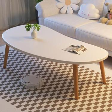 Imagem de Mesa de centro branca pequena estilo meados do século para sala de estar - mesa de chá compacta para espaços pequenos - mesa de coquetel elegante - mesa lateral de sofá (branca 80 x 40 x 42 cm)