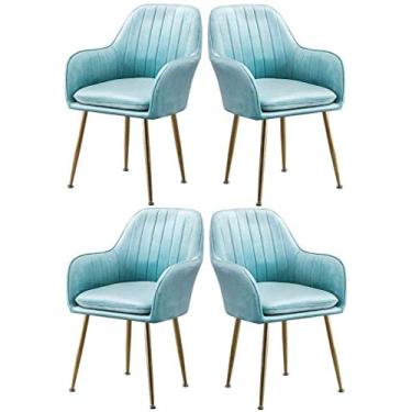 Imagem de Cadeira de jantar, cozinha, sala de jantar, móveis, cadeiras de veludo conjunto de 4 cadeiras de jantar com pernas de metal, assento e encostos de veludo, cadeira de sofá de braço de sala de estar de