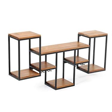 Imagem de Suporte para pendurar na parede, suporte de metal para copos de vinho, suporte criativo para garrafas de vinho, prateleiras de armazenamento para armário de vinho, para decoração de teto de cozinha