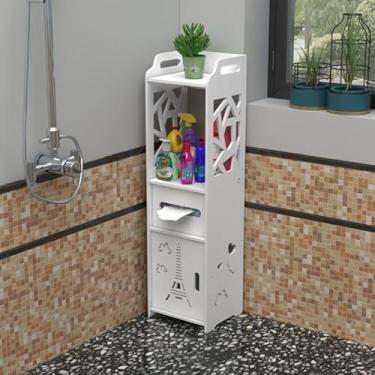 Imagem de Gabinete Armário para Banheiro com Prateleira à Prova d’Água e Caixa de Tecido – Organização Compacta e Elegante para Banheiros e Lavabos(Armário Torre Eiffel)